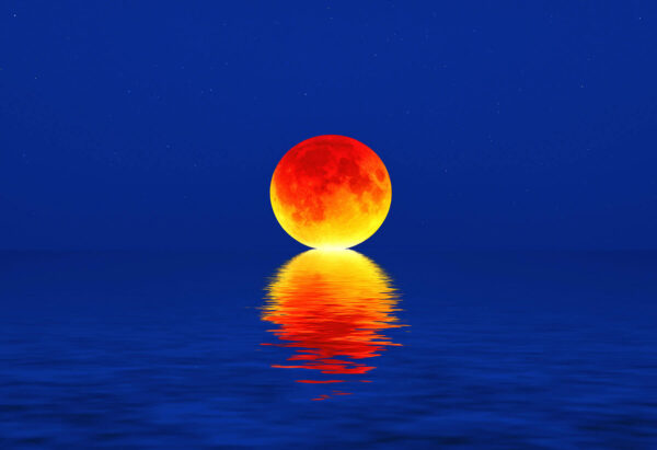 Full Blood Moon Kissing the Sea