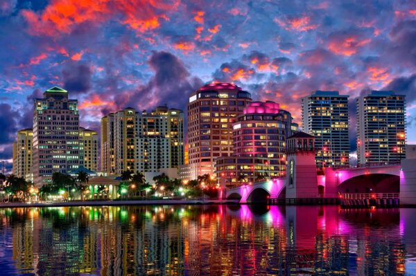 Cityscape Sunset over Downtown West Palm Beach
