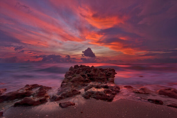 Dramatic Sunrise over Coral Cove Beach in Jupiter Florida