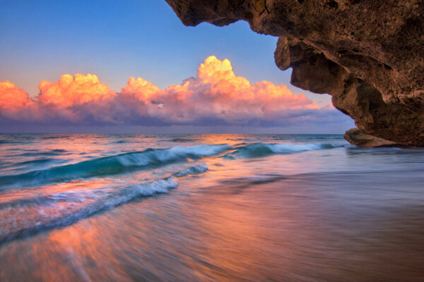 Low tide sunset over Coral Cove Beach in Jupiter Florida