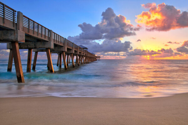 Sunrise over Juno Beach Pier in Florida