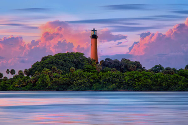 Pink Sunset over Jupiter Lighthouse Florida