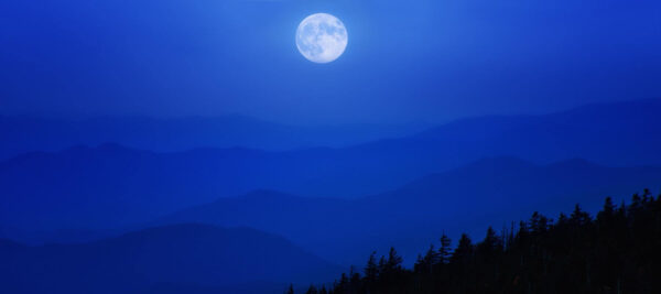 Blue Moon over Smoky Mountains from Clingmans Dome Panoramic