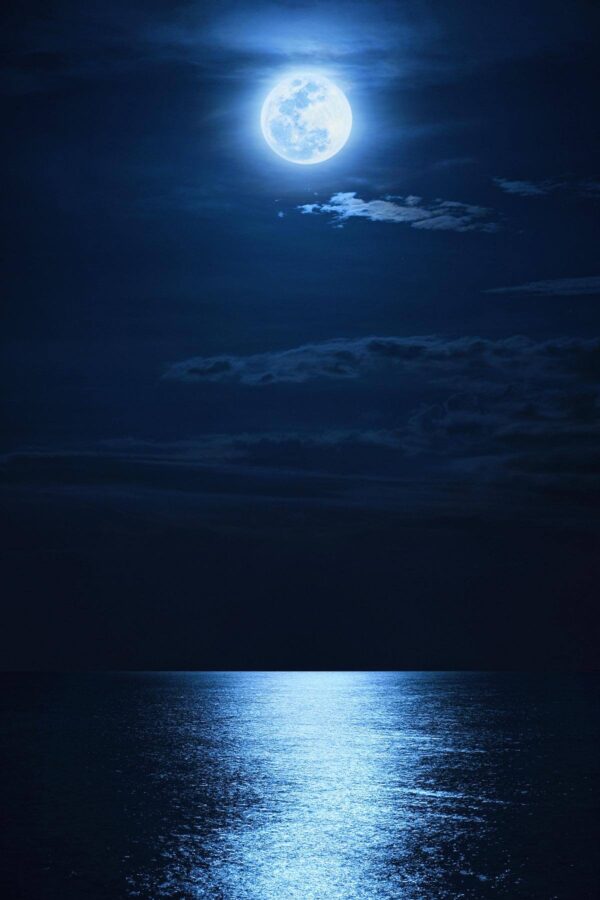 Blue Moon over Florida Beach and Ocean