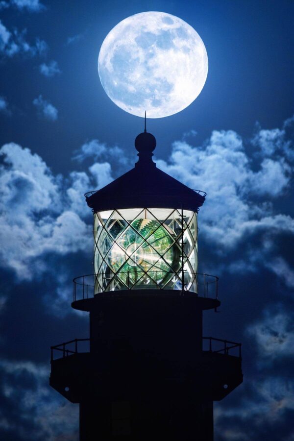 Full Moon Closeup over Hillsboro Lighthouse in Florida