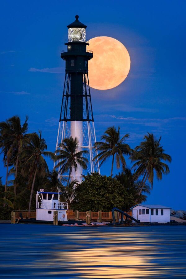 Full Moon over Hillsboro Lighthouse in Florida