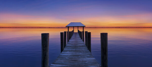 Sunset over House of Refuge Sunset Pier In Florida Panoramic
