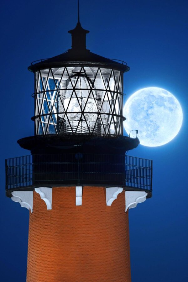 Jupiter Lighthouse Moon Closeup
