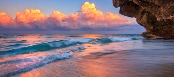 Sunset over Coral Cove Beach in Jupiter Florida Panoramic