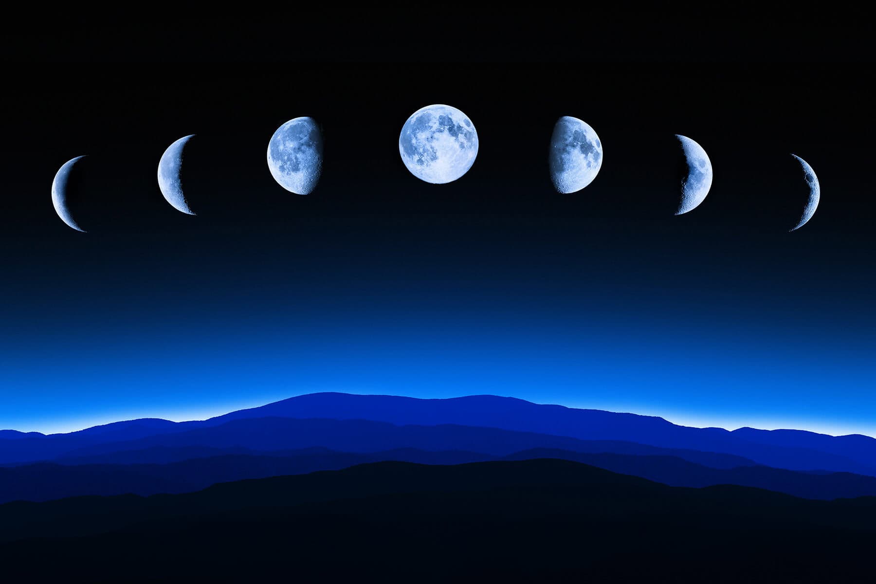 Lunar Cycles over Smoky Mountains Tennessee