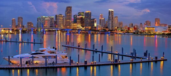 Downtown Miami Skyline Sunset Cityscape Panoramic