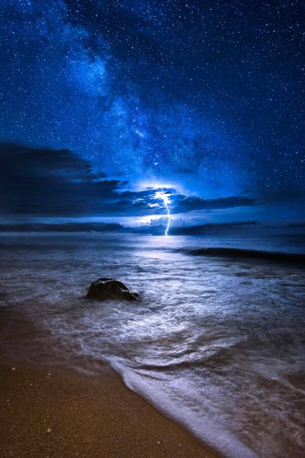 Night Lightning over beach in Jupiter Florida