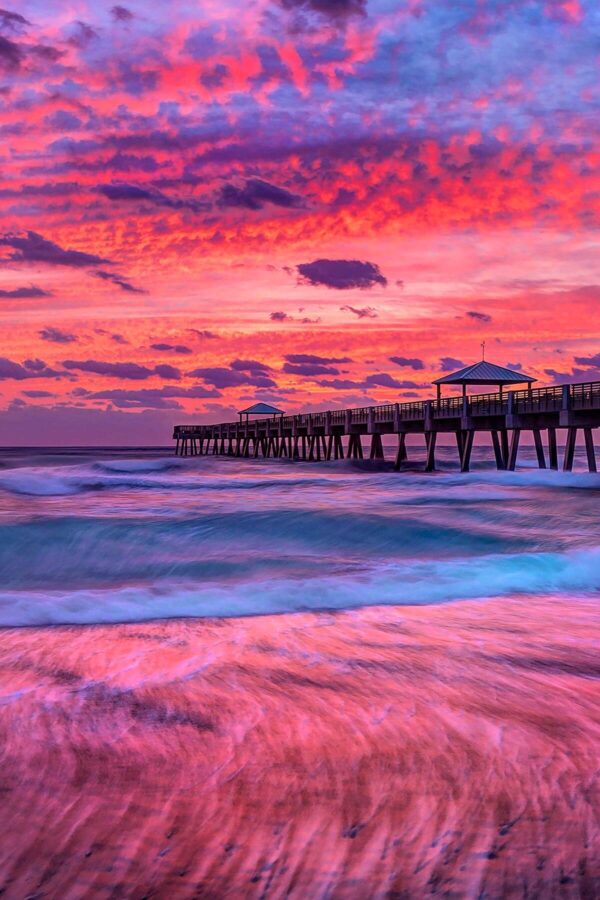 Pink Sunrise over Juno Beach Pier in Florida