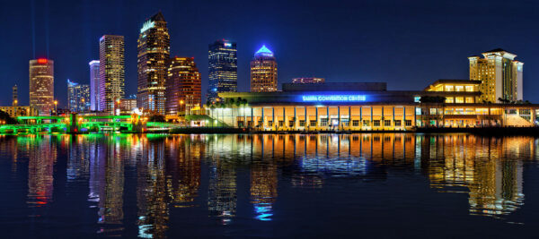 Tampa Convention Center Skyline Cityscape Night Panoramic
