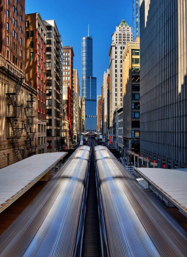 L Trains Running through Downtown Chicago