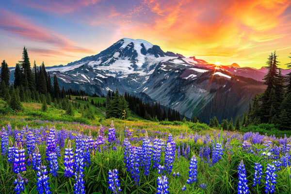 Alpine Flowers Blooming at Mount Rainier